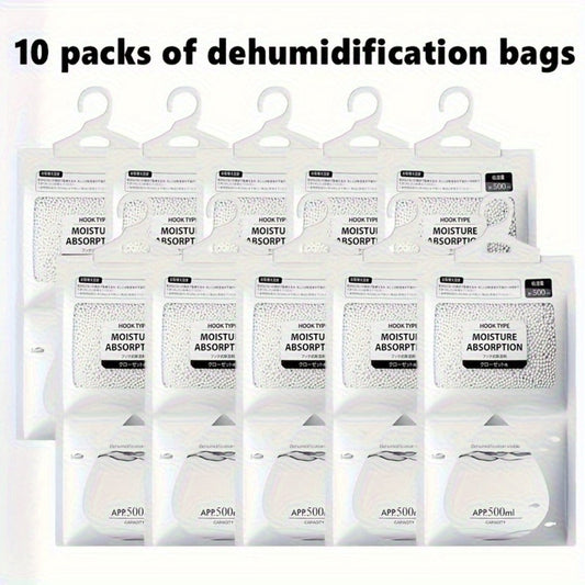 Hanging Moisture Absorber Bags for Closets and Wardrobes, 10-Pack