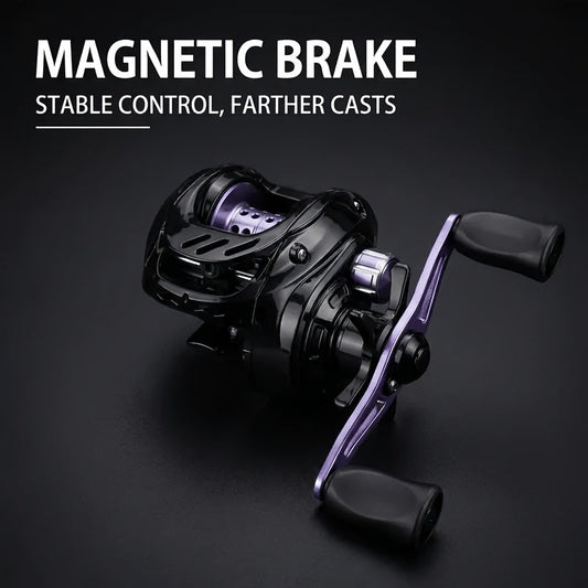 Baitcasting Reel, 7.2:1 Gear Ratio, 5+1 Bearings and 17.64 lb Max Drag, Left or Right Retrieve
