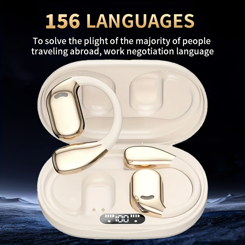 Bone Conduction AI Translation Earphones 156 Languages 3-in-1 Real-Time Wireless Headphones for Travel Business Learning Black Beige Dark Blue Green