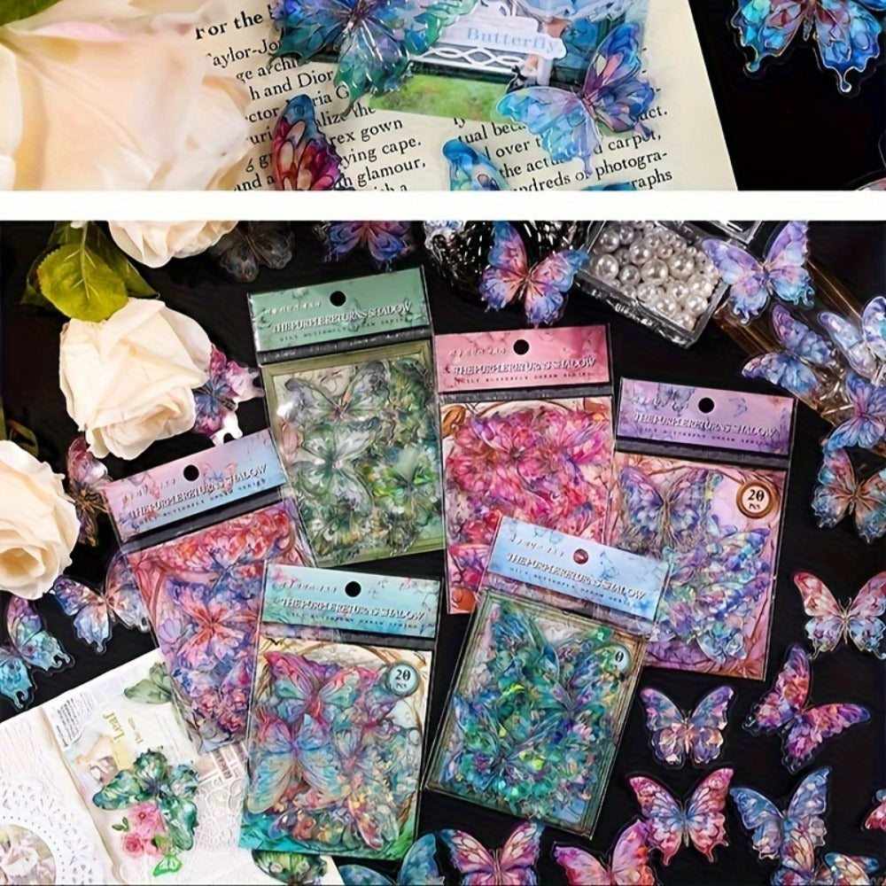 3D Butterfly Stickers 120pcs Holographic Glitter Resin Clear Aesthetic Decal Pack for Scrapbooking Journals Phone Cases Laptops Water Bottles DIY Crafts – Gift for Teen Girls