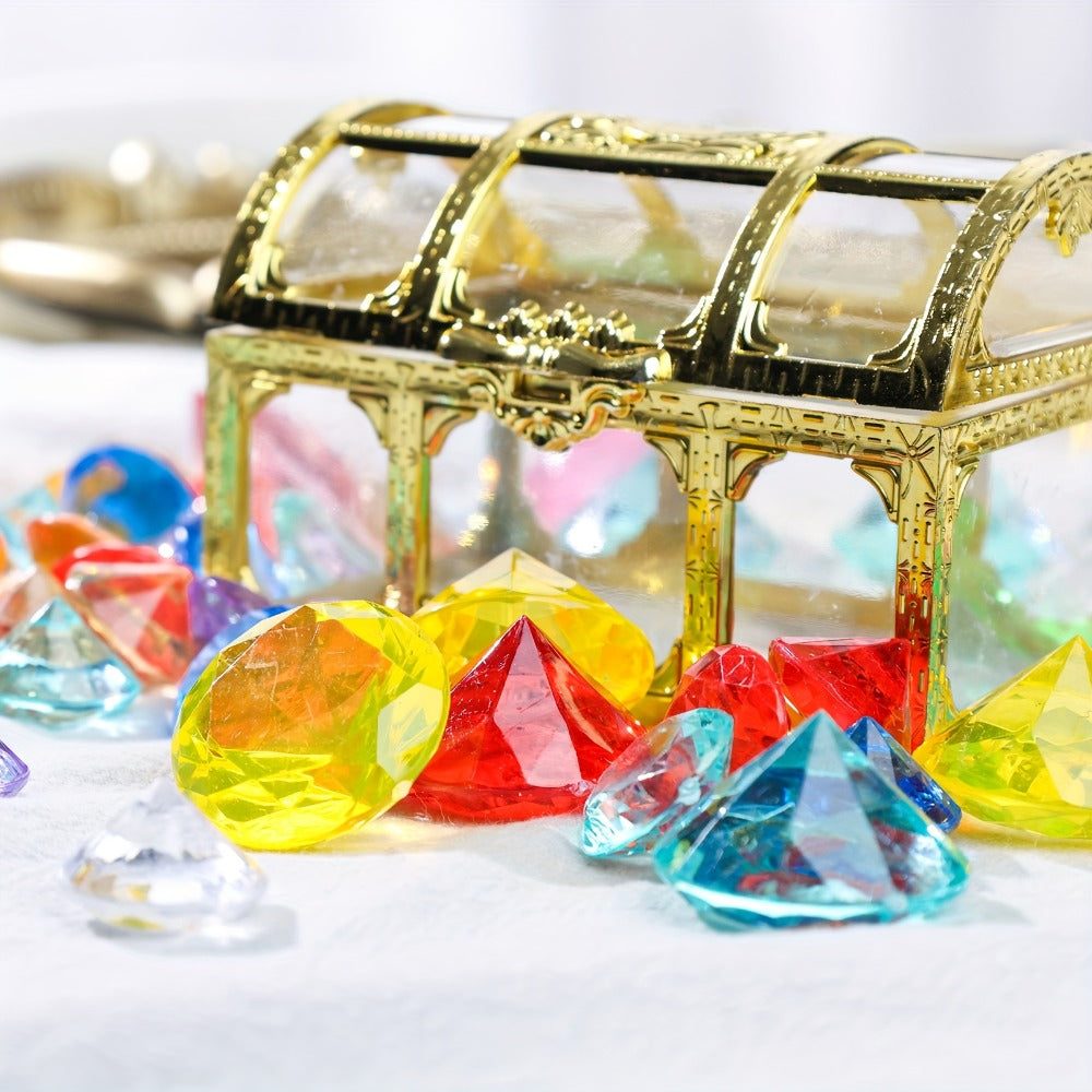 Pool Diving Gems 50-Piece Set with Pirate Treasure Chest, Underwater Dive Game