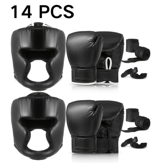 Boxing Kit, 14-Piece Set with Two Pairs of 16 oz Gloves, Headgear, Wraps and Mouthguards