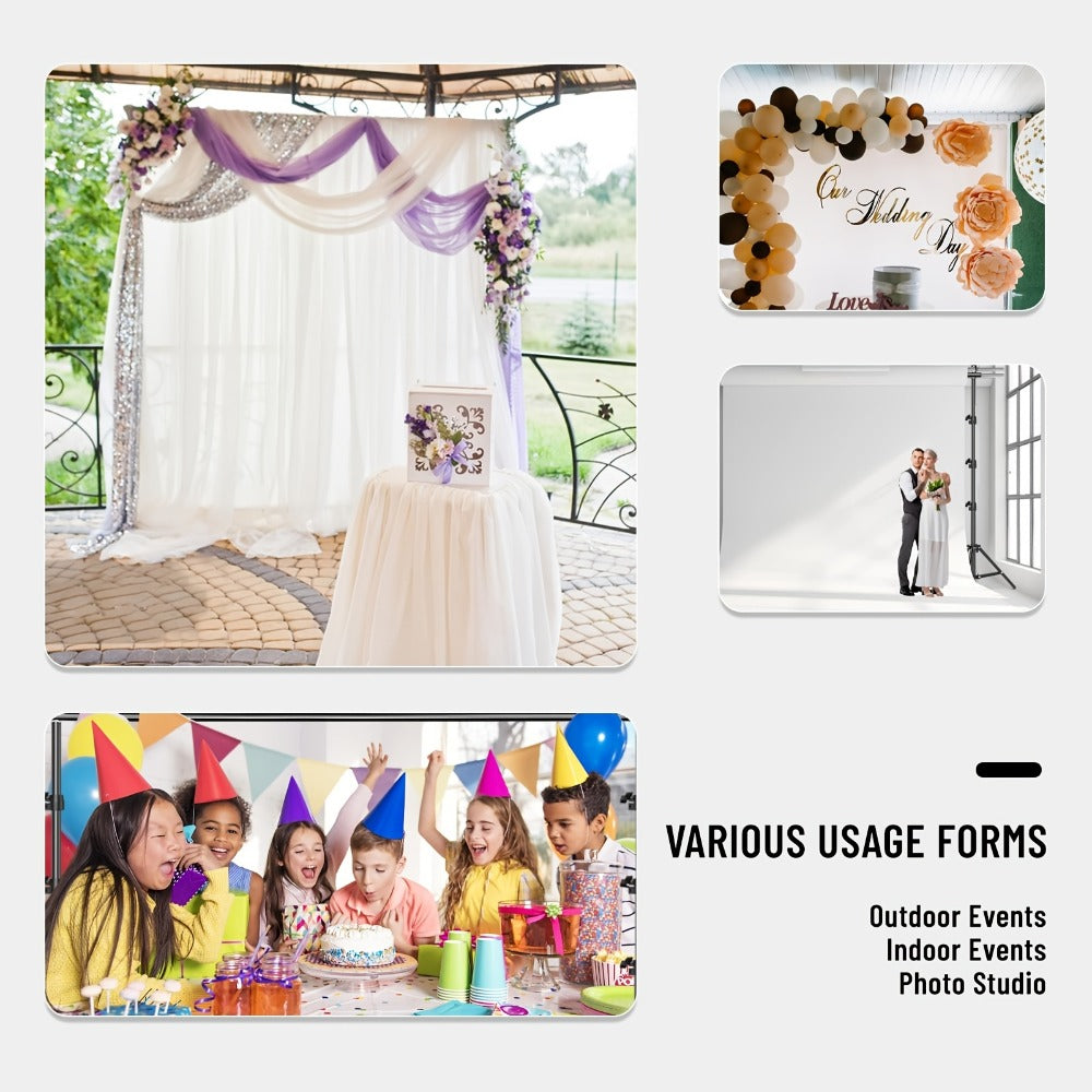 10x10ft Heavy Duty Backdrop Stand Kit - Photography Background Support System with 2 Stands, 4 Crossbars, 4 Clamps & Carry Bag for Photo Studio, Video Shoots, Parties & Events