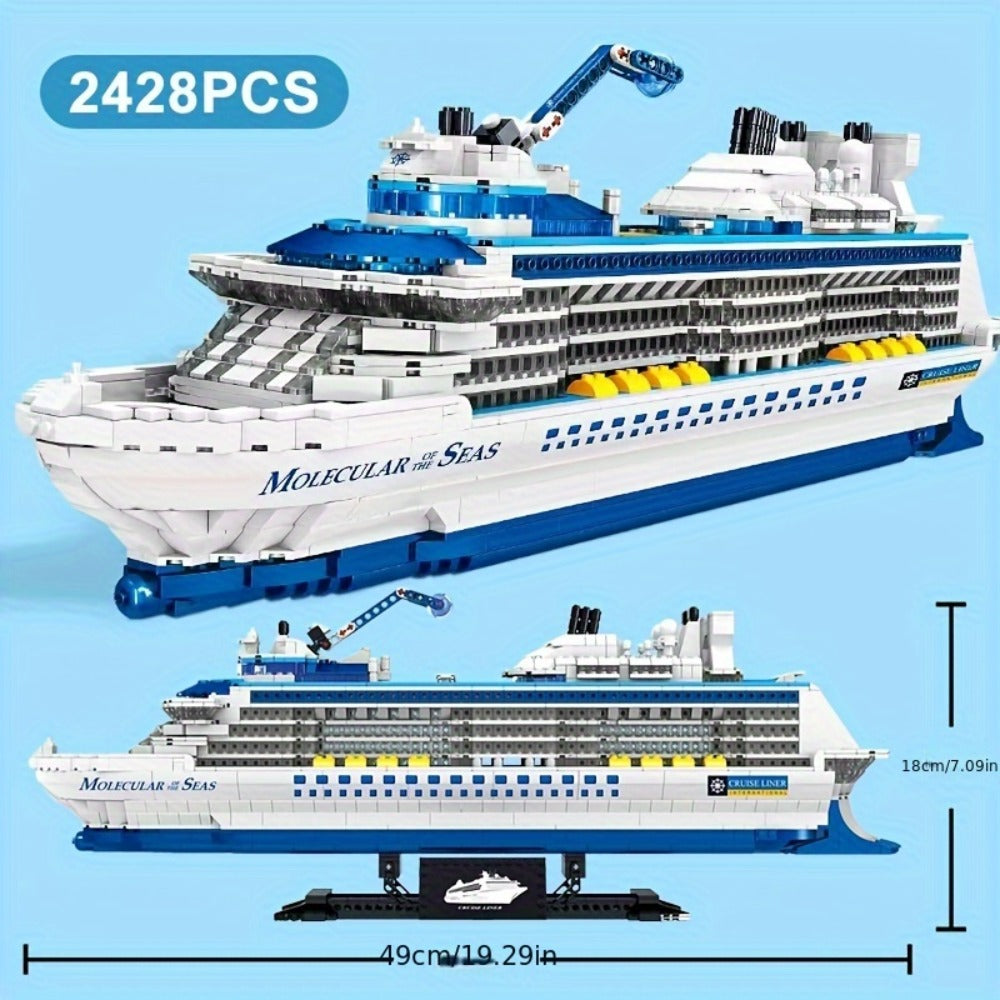 Cruise Ship Building Blocks Model, 2428 Pcs 3.6mm Mini Brick Display Set for Ages 14+