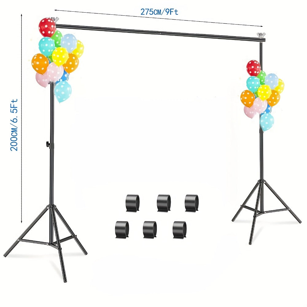 Backdrop Stand 9x6.5ft Adjustable Photography Banner Support Stand for Party Wedding Baby Shower Graduation Photoshoot Projector Screen Movie Night Balloon Arch Event Decoration