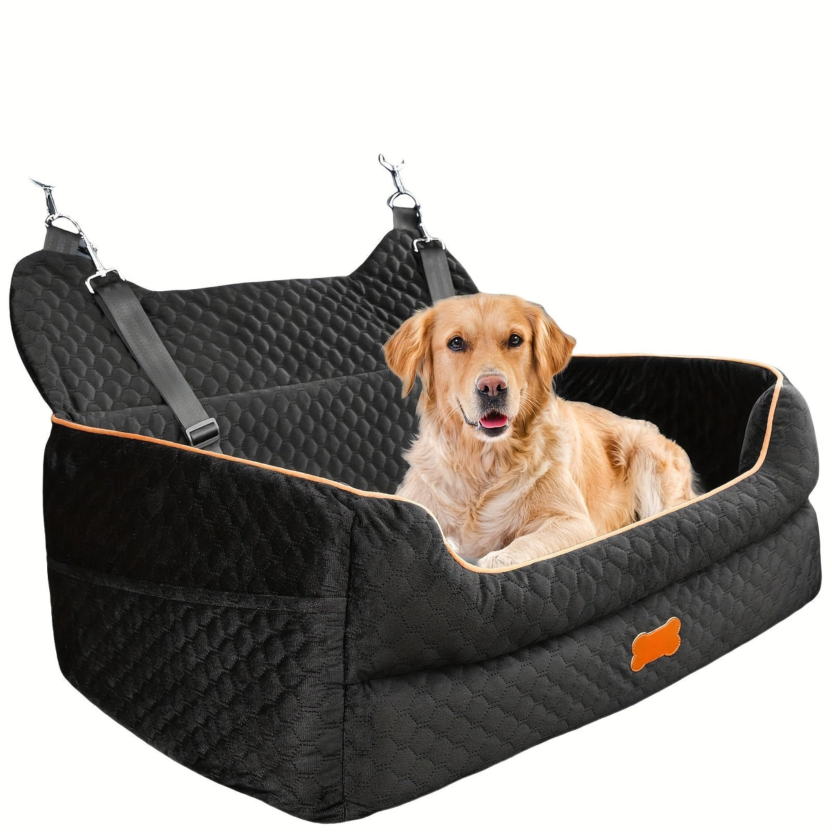 Dog Car Booster Seat with Thick Cushion | Cozy Removable Washable Pet Car Bed for Medium & Large Dogs, Elevated Back Seat Travel Cushion with Secure Straps, 6 Colors for Cars Trucks SUVs