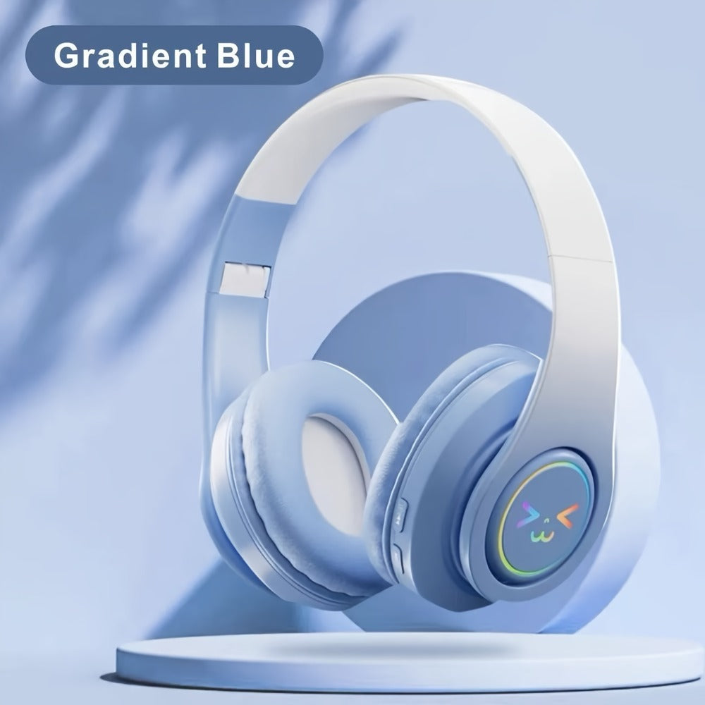 Noise Cancelling Wireless Bluetooth Headphones Over-Ear Bluetooth 5.3 Foldable Portable Headset Built-in Mic Long Battery Life for Studying Gaming Sports Travel Pink Green Blue
