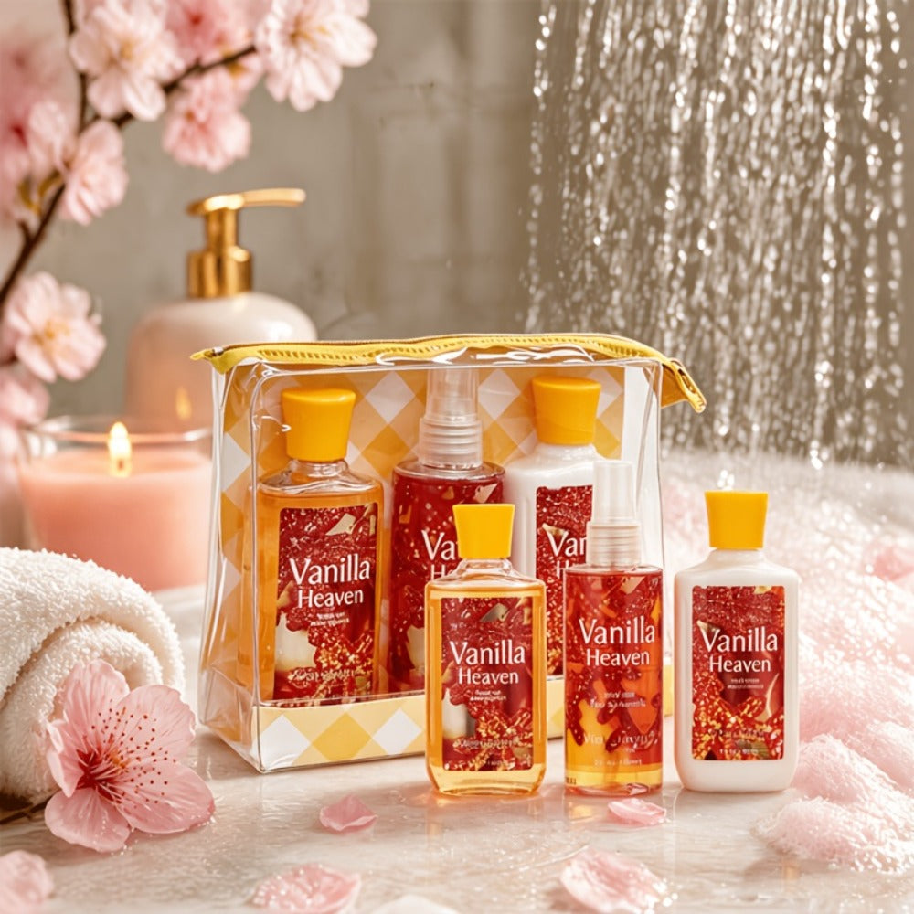 Bath Body Care Gift Set Shower Gel Body Lotion Body Mist Aloe Vera Vitamin E Glycerin Deep Moisturizing Fragrance Set for Women Cherry Blossom Lavender Vanilla Coconut All Skin Types