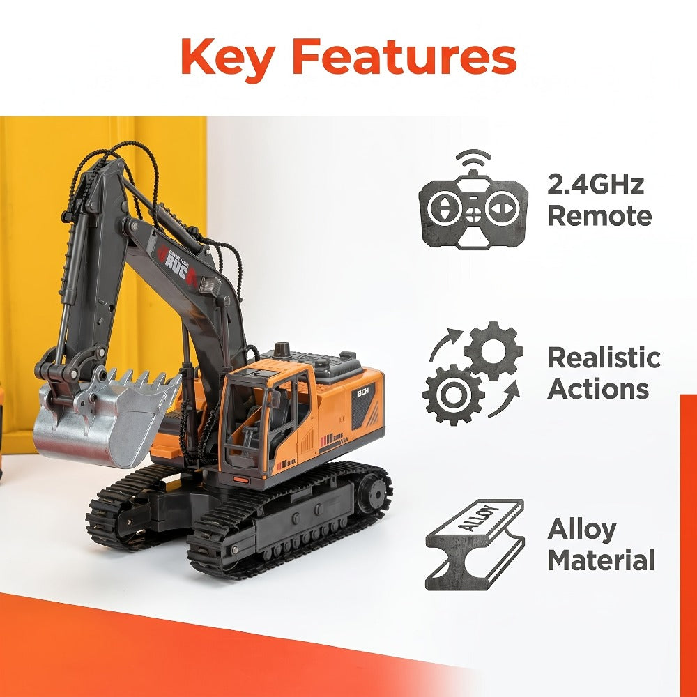 RC Construction Vehicle Set, 11-Channel 2.4GHz 2-in-1 & 4-in-1