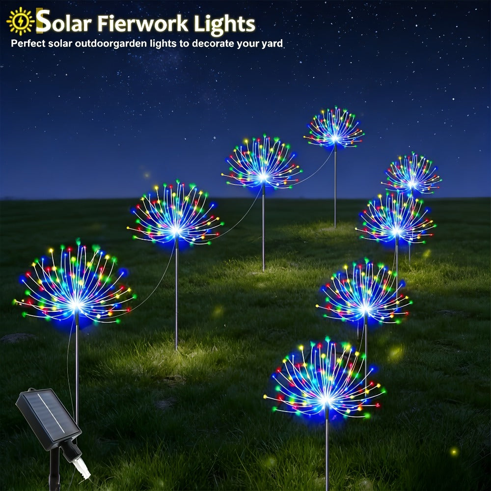 Solar Garden Lights Outdoor Waterproof IP65 – Fireworks Fairy Lights 8 Modes Multi-Color Solar Powered Landscape Decoration for Garden Balcony Pathway Lawn Christmas Holiday 240 320 LED 4 Pack