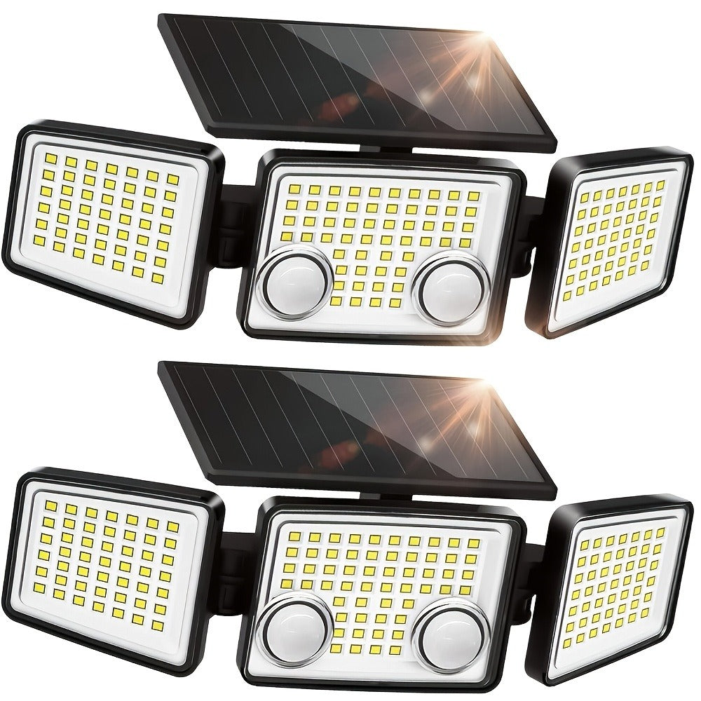 Solar Motion Sensor Light Outdoor – 3000LM 7000K 152 LED Flood Light with Dual Sensor, IP54 Waterproof, 270° Wide Angle & 3 Modes for Garden, Fence & Eaves (2 or 4 Pack)