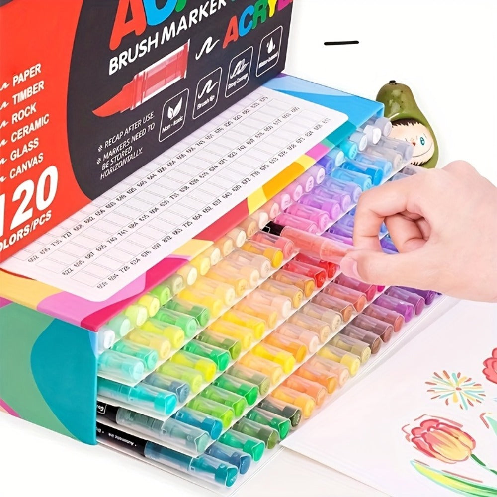 Acrylic Paint Pens Marker Set for Rock Painting Canvas Wood Glass Fabric Ceramic Fine Tip Liquid Acrylic Markers for Artists Adults Kids Available in 12 36 60 80 120 Colors