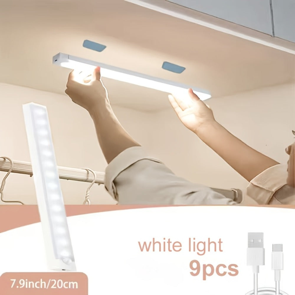 LED Motion Sensor Cabinet Lights USB Rechargeable 3 Modes – Wireless Night Light 6 9 12 Pack 3 Sizes for Bedroom Staircase Kitchen Office Piano Room Dance Studio Bedside Reading