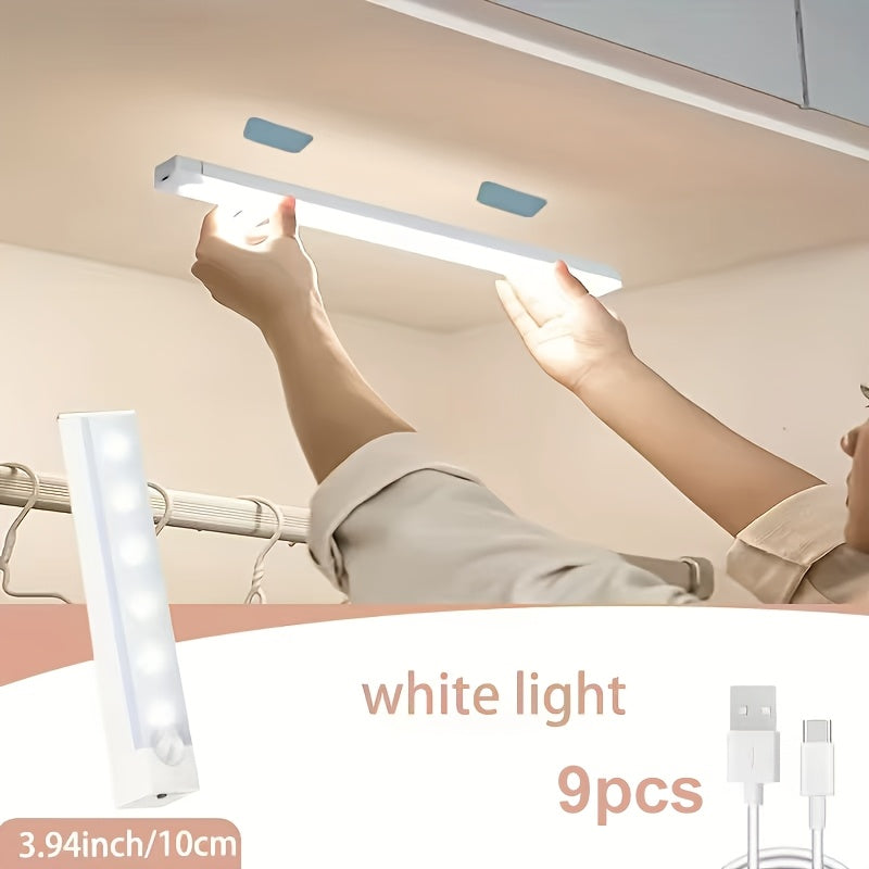 LED Motion Sensor Cabinet Lights USB Rechargeable 3 Modes – Wireless Night Light 6 9 12 Pack 3 Sizes for Bedroom Staircase Kitchen Office Piano Room Dance Studio Bedside Reading