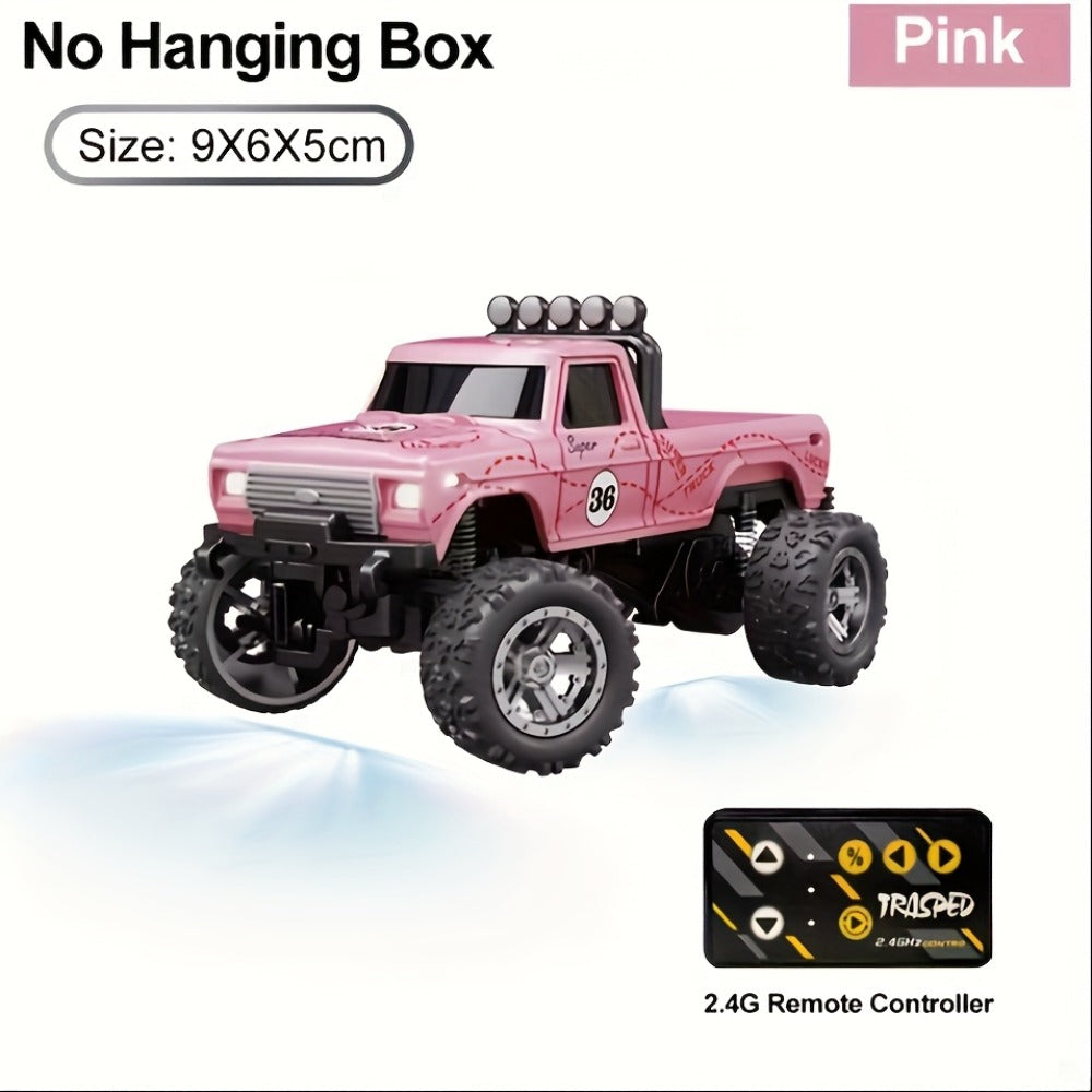 Mini RC Car – 1/64 Scale Alloy Off-Road Monster Truck with 2.4GHz Remote & Shock Absorbers