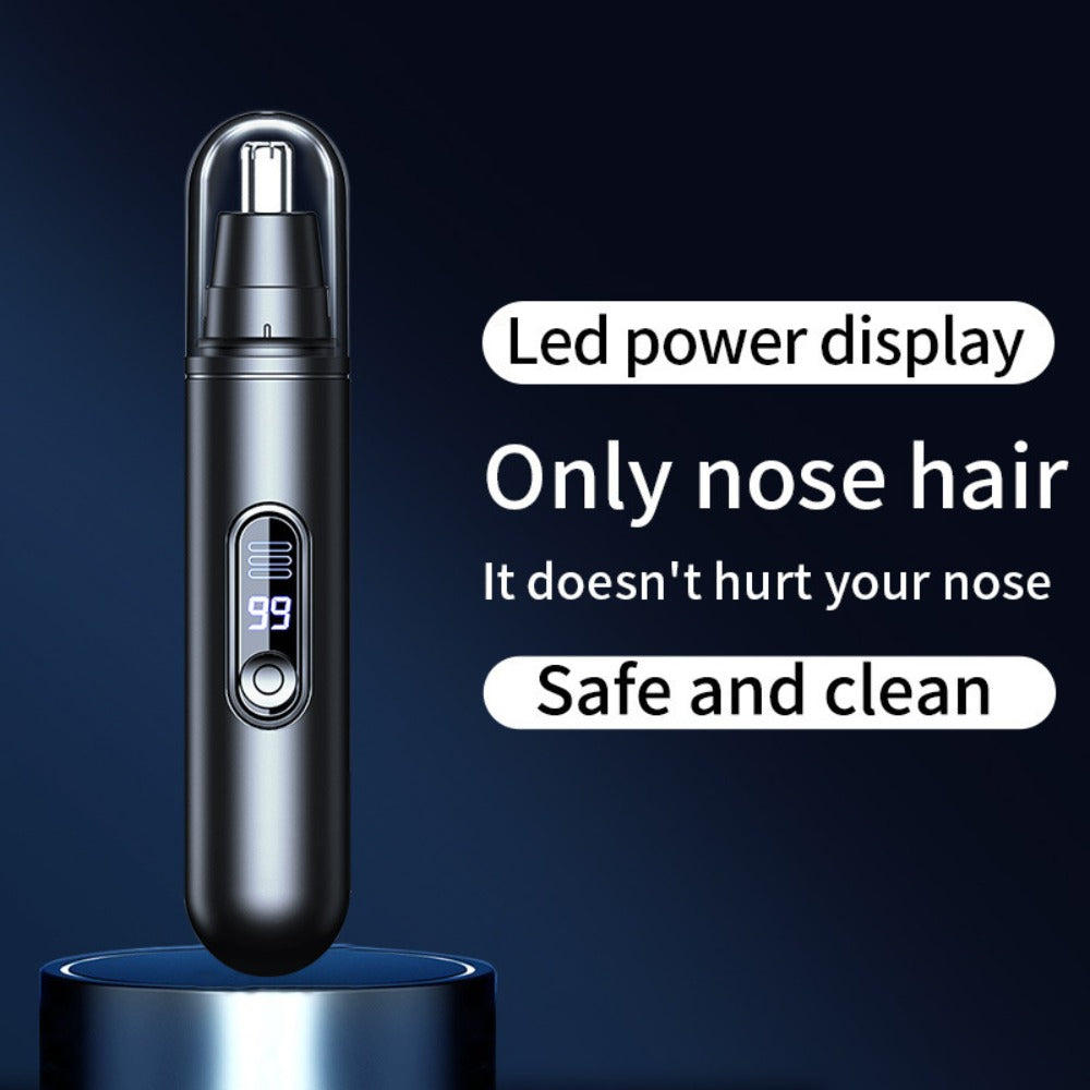 Electric Nose Trimmer with LED Display – USB Rechargeable Painless Facial Hair Removal Device for Men & Women, Nose Ear & Eyebrow Trimmer, Upgraded Grooming Tool, Ideal Gift