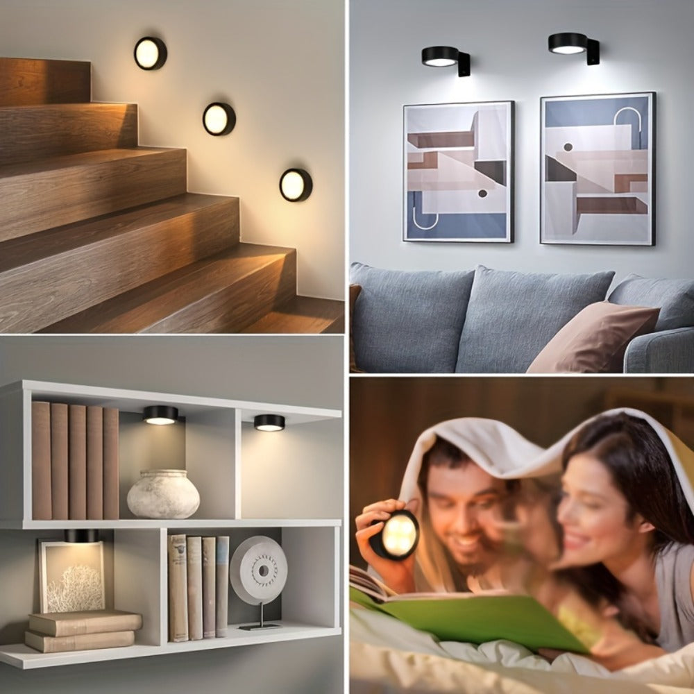 Battery Operated Picture Lights 3-Pack, Magnetic Painting Light with Remote & Timer, 3 Lighting Modes Dimmable Wireless Wall Puck Lights for Art Frames Portraits – Black