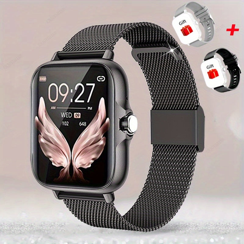 Stainless Steel Smartwatch 1.83 Inch 304L Alloy Body HD Bluetooth 5.0 Calling Music Player Multi Sport Mode Multiple Watch Faces Full Touch Screen Compatible with Android iPhone – Black Gold Pink Silver