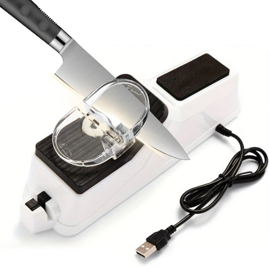 Electric Knife Sharpener, USB Powered, with 5 Double-Sided Stones & Protective Cover