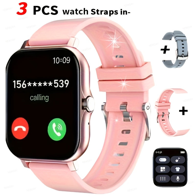 Email Display Smartwatch 1.83" Full Touch – Wireless Calling, Pedometer, Activity Tracker, Multi-Exercise Modes, Dual TPU Strap, USB Rechargeable – Unisex Fitness Watch Pink Silver Black Gold