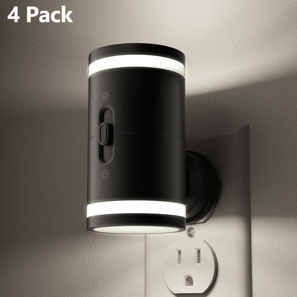 LED Night Light Plug In Dusk to Dawn Sensor – 5-120LM Adjustable Brightness, 3 Color Temperatures, Modern Plug-In Night Lights for Hallway, Bedroom, Staircase, Bathroom & Toddler Room, 2 or 4 Pack