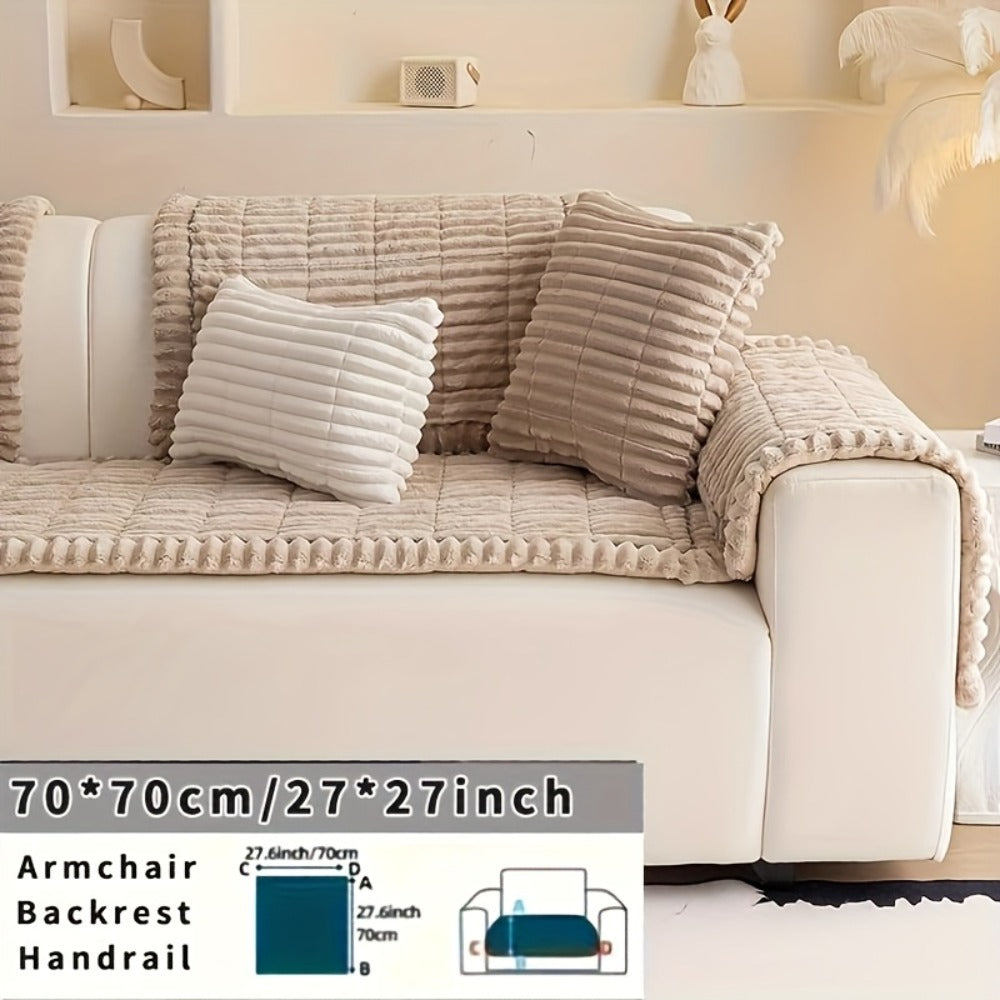 Sofa Cushion Cover Plush Velvet Washable Seat Pad Wavy Edge Soft Kapok Filling for Couch Loveseat 1 2 3 4 Seater — Easy Install Home Decor Protection