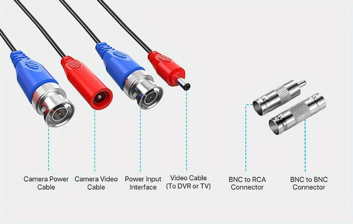 CCTV BNC Cable 4-Pack 100ft 30M, ZOSI Video Power 2-in-1 Security Camera Cable with BNC Connector and DC Plug, 100% Pure Copper, Plug and Play for DVR Security Surveillance System, Black
