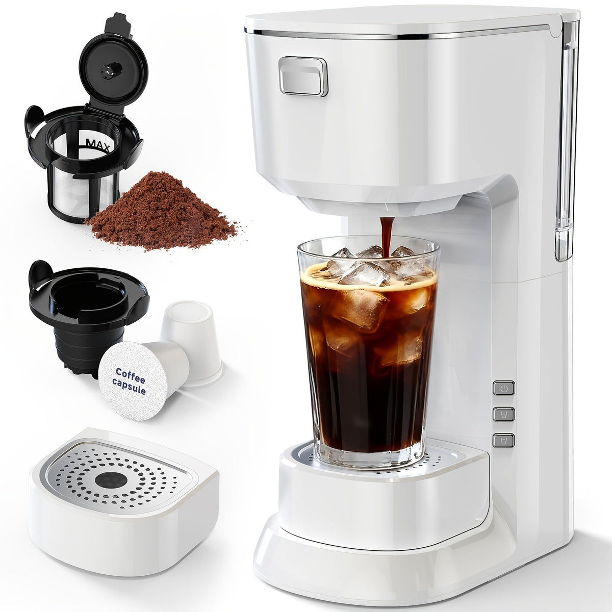 Coffee Maker One-Button Compact Specialty Coffee Machine – Fast Home Brewing, Space-Saving Countertop Design, Barista-Style Results, Available in Black & White