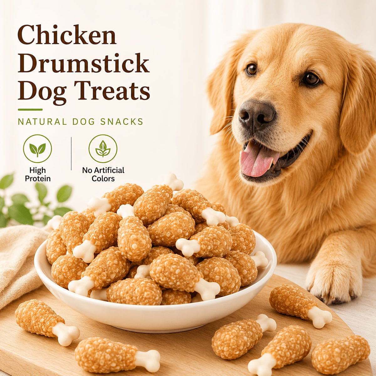 Chicken Dog Training Treats Dumbbell Shape – Natural High Protein Reward Snacks for Small Medium Large Dogs, Rice & Chicken Flavor, Long-Lasting Chew