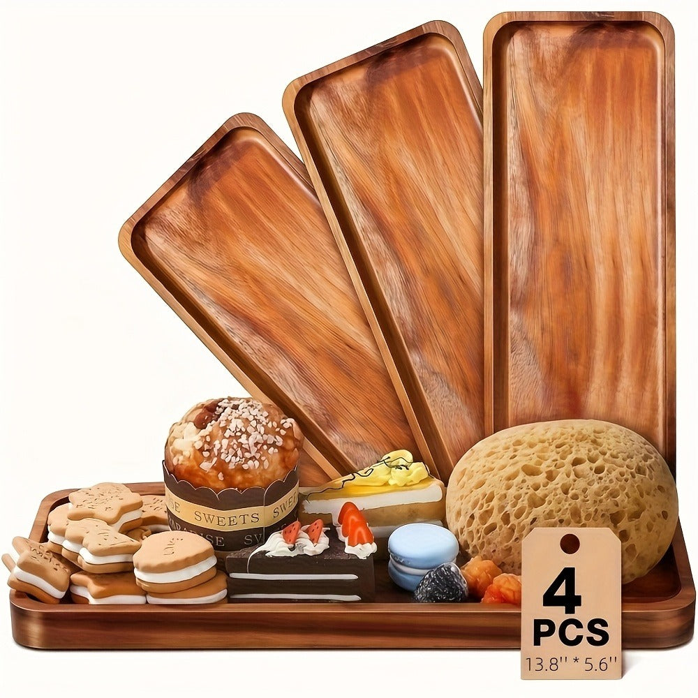 Wood Serving Tray Set – Oval Wooden Charcuterie Boards & Serving Platters for Cheese, Snacks, Bread, Fruit & Appetizers – Party, Buffet, Barbecue & Kitchen Decor