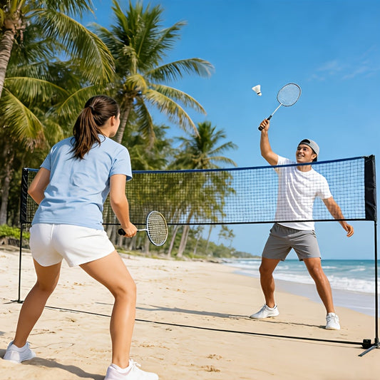 Portable Badminton and Volleyball Net with Adjustable Height and Carry Bag