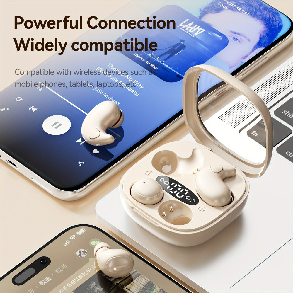 Sleep Earbuds Invisible 2-in-1 Set, Ultra-Thin Wireless Mini Headphones for Side Sleepers & Small Ears, Noise Reduction Lightweight Concealed Design, Long Battery Life for Nighttime Listening Work Relaxation