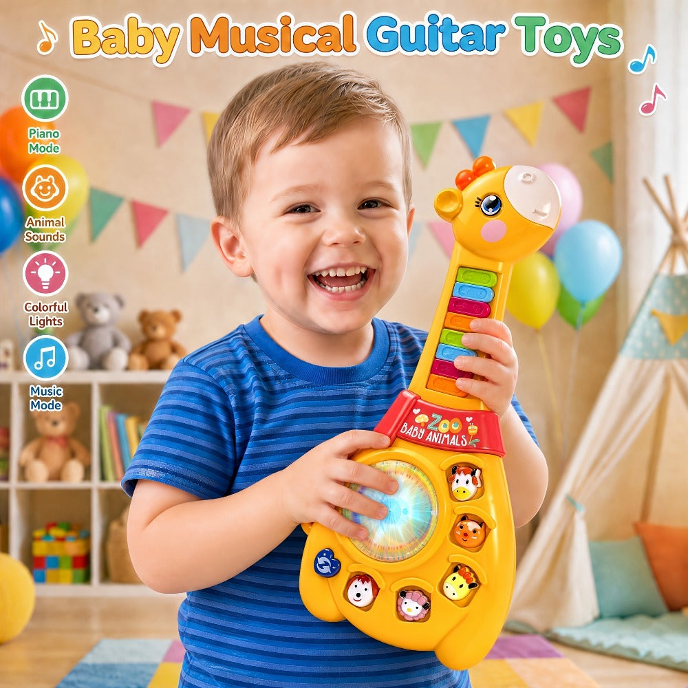 Giraffe Guitar Musical Toy with Piano Keys, Animal Sounds and Lights