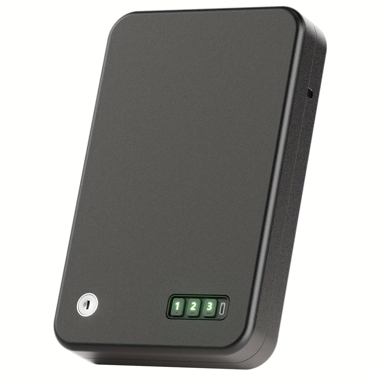 Gun Safe - Portable Pistol Safe Box with Electronic Password & Key Access, USB-C Powered, Silent Mode, Compact Security Lock Box for Home, Car, Travel, Office & Dorm