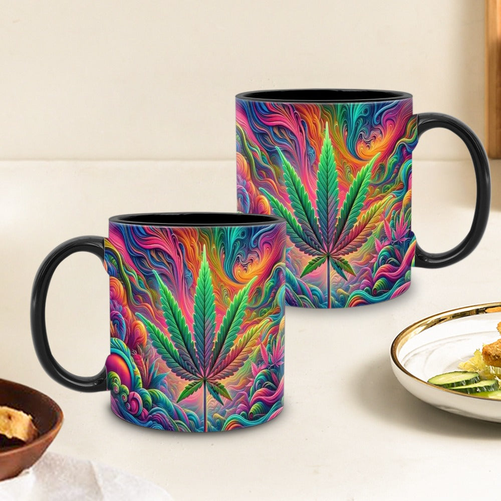 Psychedelic Print Ceramic Mug 11oz – Unique Artistic Coffee Mug for Living Room Office & Cafe | Cool Gift for Friends | Novelty Tea Cup with Bold Colorful Design