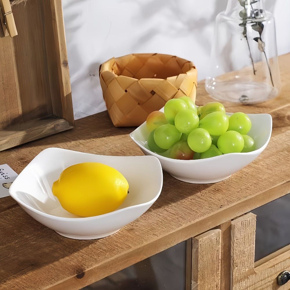 Salad Bowl and Plate Set 4/8/16 Piece – Reusable White PP Plastic Microwave Safe Stackable Lightweight Tableware for Picnic Outdoor Party Wedding Hotel Camping Dessert Cold Dish Serving
