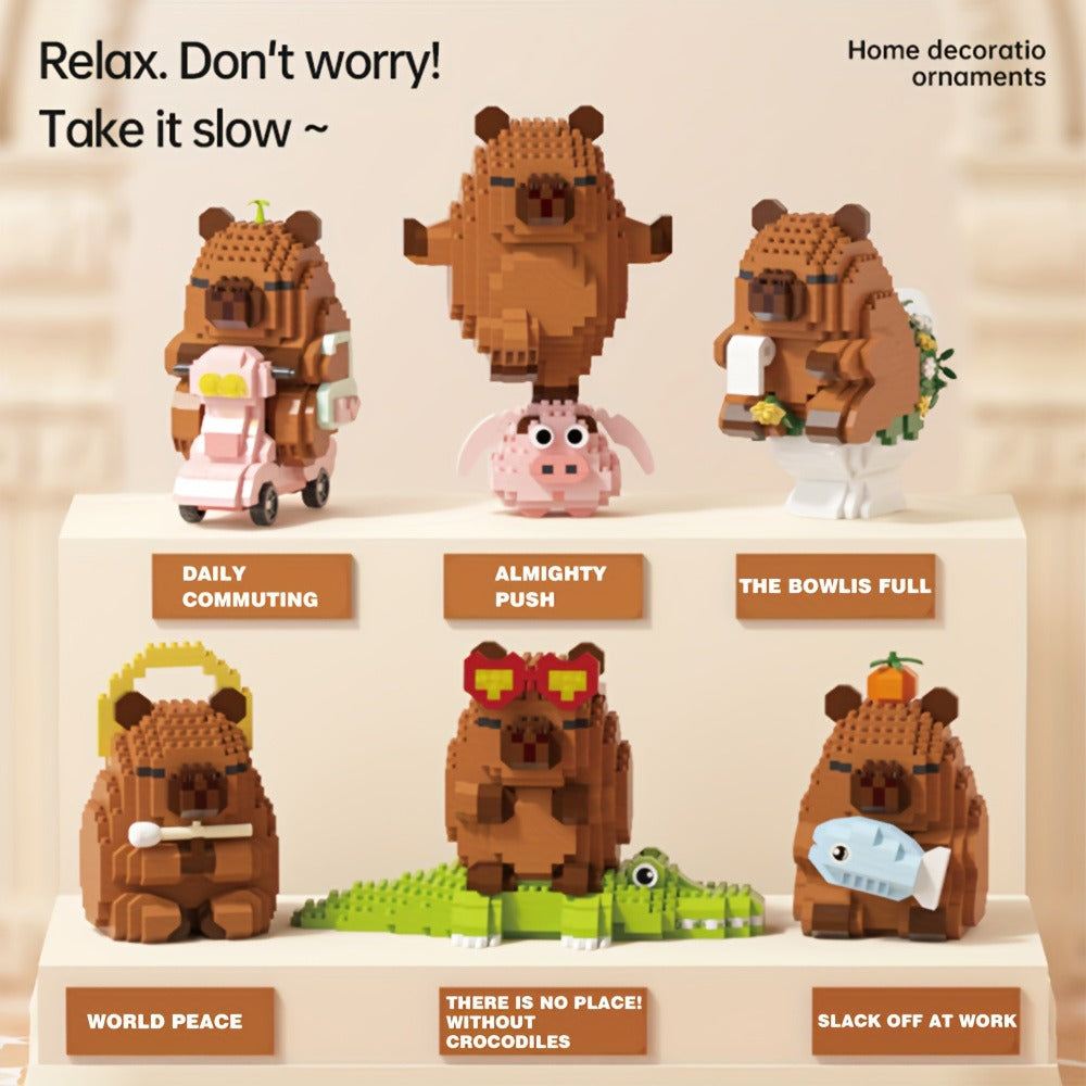 Capybara Micro Brick Scene Building Set with 4 Design Options