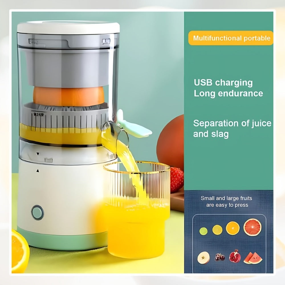 Portable USB Electric Citrus Juicer Press for Oranges Lemons Grapefruit Kiwi Removable Base Pulp Separation Fruit Juice Extractor for Travel Kitchen Green