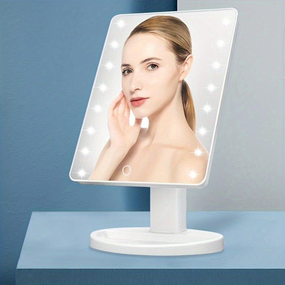 Lighted Vanity Mirror with 16 LED Bulbs – Hollywood Makeup Mirror, 180° Rotation, Touch Screen Brightness Control, USB & Battery Dual Power, Tabletop Mirror for Bathroom Bedroom Dressing Table, Gift for Women Girls