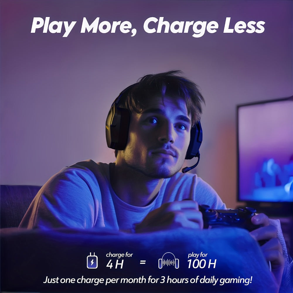 2.4GHz Wireless Gaming Earphones NUBWO G06, 7.1 Surround Sound, 23ms Ultra-Low Latency, 100H Battery, Dual Directional Mic, PC PS5 Console Mobile Compatible, Bluetooth & Wired Modes, Black