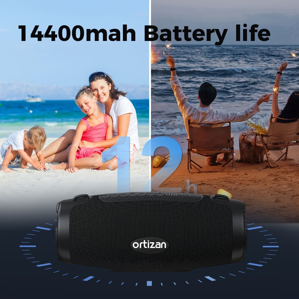 100W Portable Bluetooth Boombox Speaker IPX7 Waterproof with Deep Bass Subwoofer, 12H Playtime, EQ, USB Playback & LED Lights for Outdoor Party, Camping, Beach — Great Gift for Men & Women