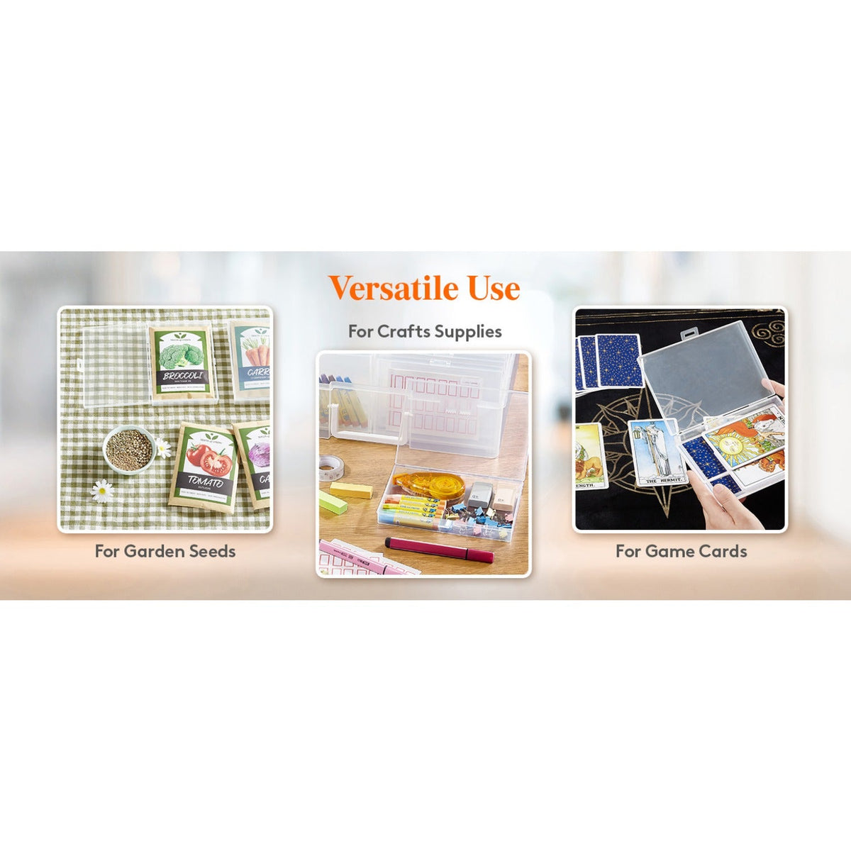 4x6 Photo Storage Box with 14 Inner Photo Keeper Cases Holds 1400 Photos Clear Plastic Photo Organizer with Lids Label Stickers BPA-Free for Cards Pictures Stamps Craft Office Supplies