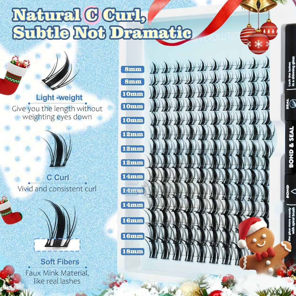 Spiky Wet-Look Fairy Lash Clusters Kit — Manga Anime C Curl Individual Spike Eyelash Extensions 8mm-18mm Mixed Length, Wispy Volume DIY False Lashes for Fantasy Glam & Editorial Looks