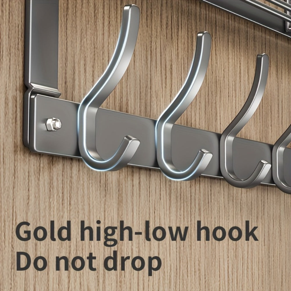 Over Door Hook Rack No Drilling Metal Storage Organizer – 4 5 6 Hooks for Bedroom Bathroom Kitchen, Versatile Door Hanger for Coats Towels Bags & Robes