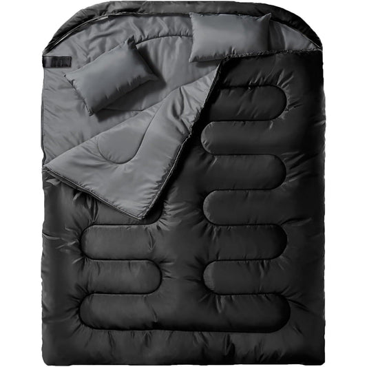 Double Sleeping Bag with Pillow for Two Adults, 90.6 x 61 Inches, Rhinestone Blue