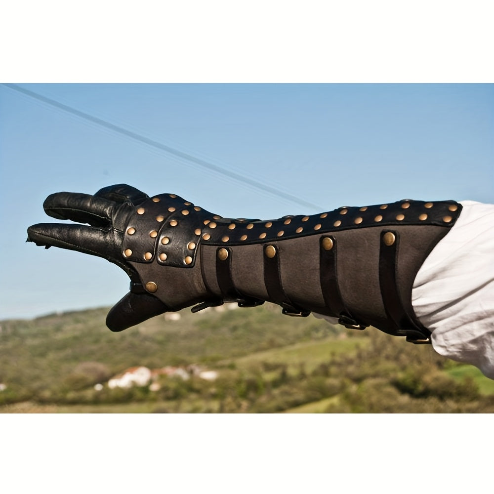 Medieval Rivet Wrist Guard Leather Bracer – Viking Renaissance Retro Arm Guard with Riveted Detail for Men, Halloween Cosplay, LARP, Renaissance Fair, Father's Day & Christmas Gift