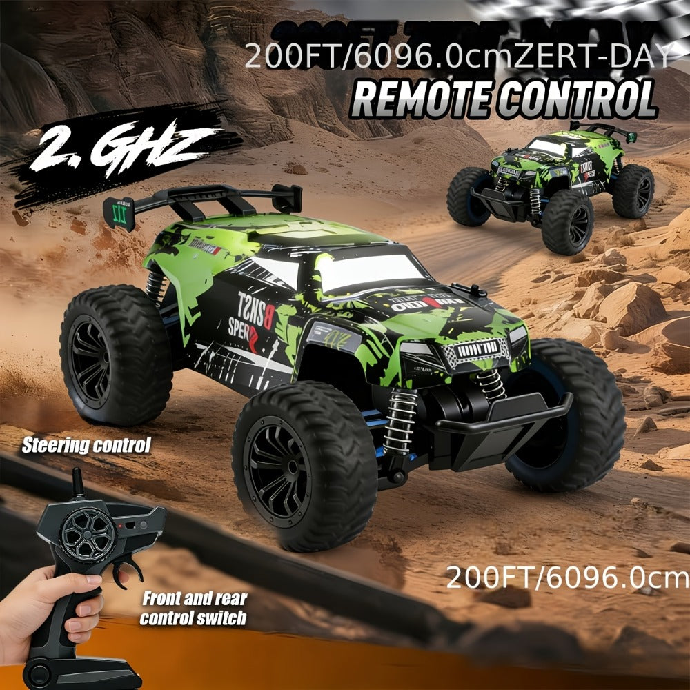 4WD RC Monster Truck with LED Lights, All-Terrain Remote Control Off-Road Car for Kids