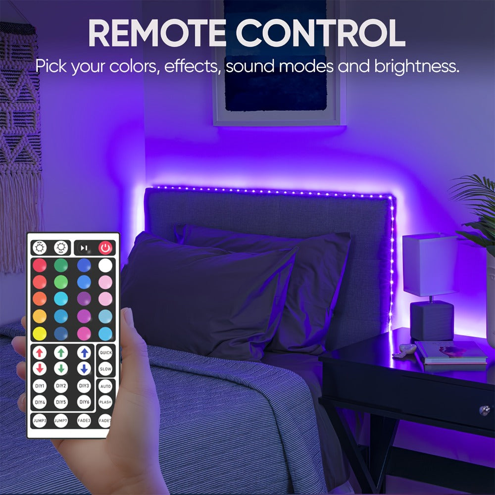 LED Strip Lights RGB 50ft 100ft – Smart Color Changing Light Strip Remote Control Stepless Dimming Music Sync for Bedroom TV Backlight Living Room Stairs Party Christmas Halloween Decor