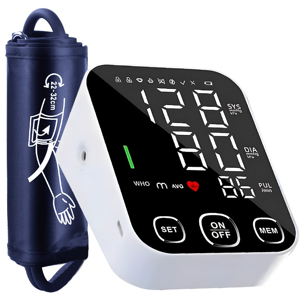 Blood Pressure Monitor Automatic Upper Arm – Large Cuff, 4.5" Backlit Screen, 2×99 Memory, Voice Broadcast, One-Touch BP Machine for Home Use