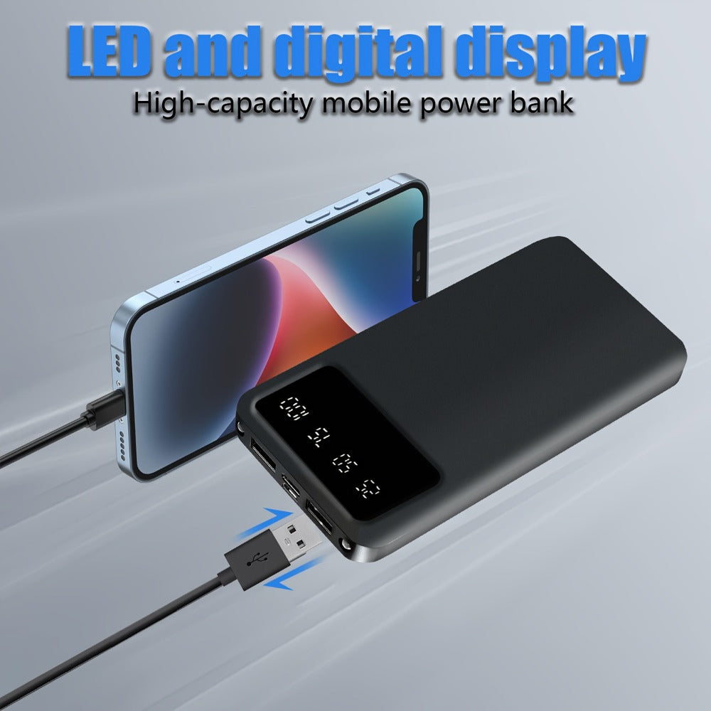 20000mAh Portable Power Bank Dual USB Output with LED & Digital Display – 5V 2.1A Charger, USB-C & Micro Input, Safe Polymer Lithium Battery for iPhone, Android & All Mobile Devices